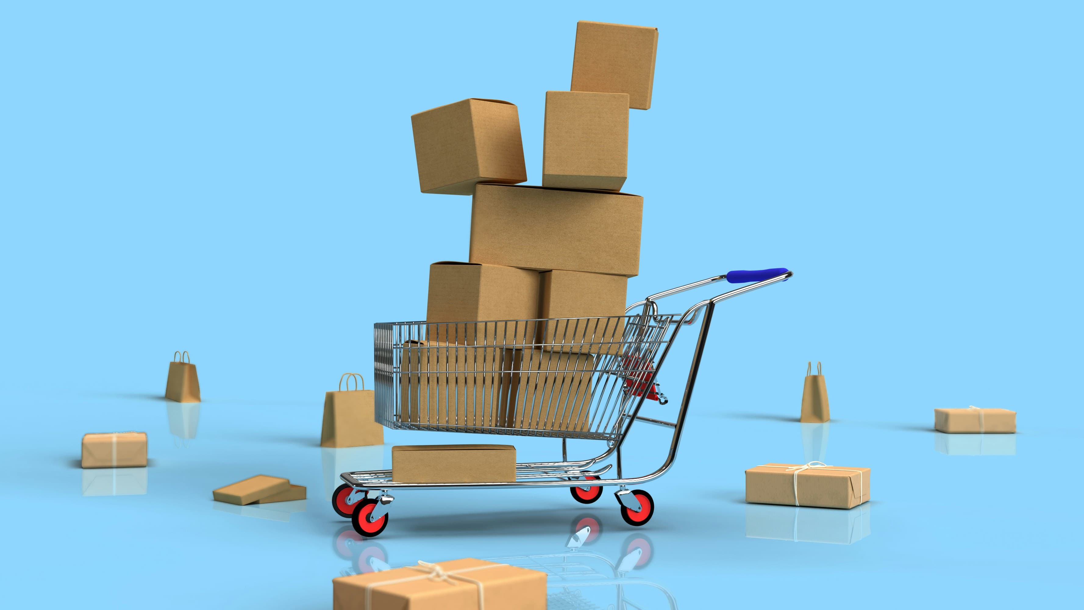 Parcels and packaging representing retail fulfilment